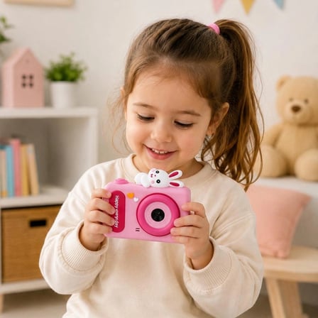 Mini Çocuk Kamerası 2 İnç Ekranlı Fotoğraf Video Çekimli Şarjlı Silikon Korumalı Dijital Kamera