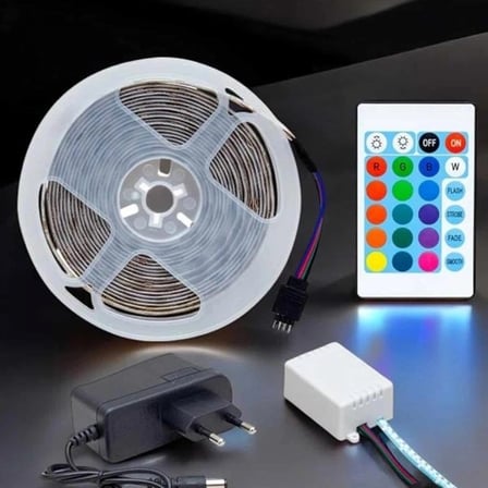 5 Metre Şerit Led Rgb Işıklı Kumandalı Güç Adaptörü Her Ortama Uygun