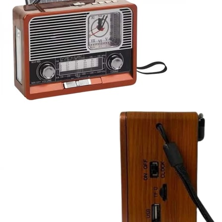 Vintage Nostaljik Radyo Aux Usb Sd Kart Girişli Şarjlı Bluetooth Bağlantılı