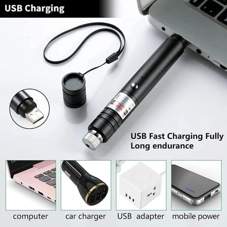 Fithome 100mw Desen Başlıklı Usb Şarjlı Yeşil Lazer Pointer
