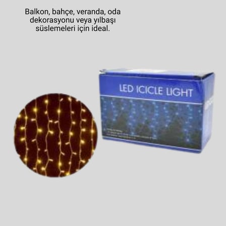 4 Metre Icicle Şelale Led Perde Işık Sarı Aydınlatma