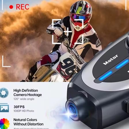 Q29 Motosiklet Kask Bluetooth Kulaklık Eşleşmeli 1080p Kamera Geniş Açı Su Geçirmez Intercom
