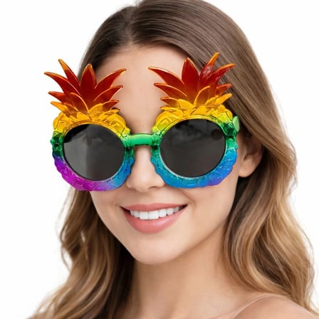 Tropikal Ananas Tasarımlı Renkli Hawaii Parti Gözlüğü