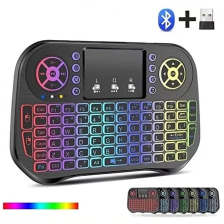 Zk-08 Rgb Işıklı Mini Kablosuz Klavye Touchpad Bluetooth Ve 2.4g Smart Tv Kumandası
