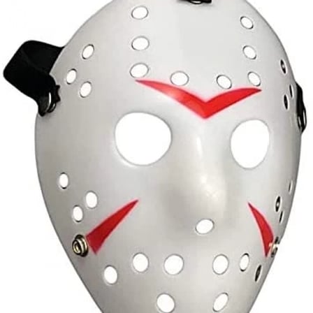Beyaz Renk Kırmızı Çizgili Tam Yüz Hokey Jason Maskesi Hannibal Maskesi