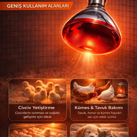 150w Isıtıcı Ampul Kırmızı Isı Lambası Civciv Kümes Kuluçka E27 Duy Isıtma Ampulü