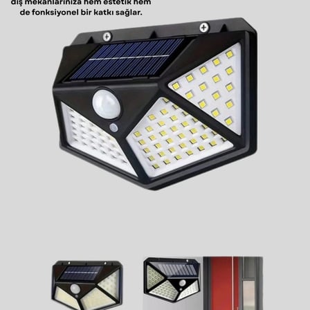 100 Led Solar Lamba Hareket Algılamalı Bahçe Duvar Dış Mekan Aydınlatma