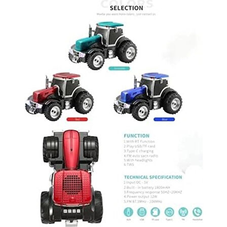 Wster Ws-560 Traktör Görünümlü Taşınabilir Kablosuz Bluetooth Hoparlör Ve Radyo