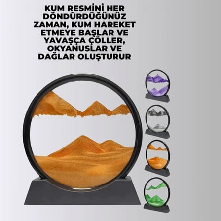 Döndürülebilir Dinamik Kum Tablosu – Stres Giderici, Yüksek Kaliteli Cam Ve Doğal Kum İle Sanatsal Masa Dekoru