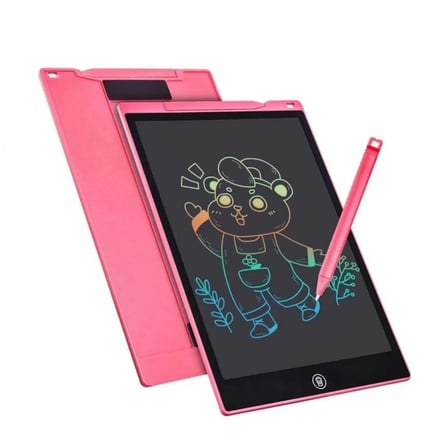 12 İnc Renkli Lcd Grafik Dijital Kalemli Çizim Tableti Yazı Tahta Not Yazma Eğitim Tableti Pembe