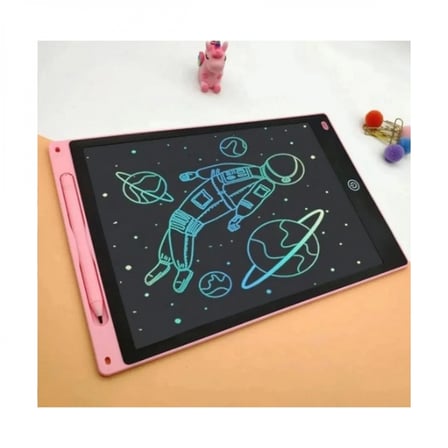 12 İnc Renkli Lcd Grafik Dijital Kalemli Çizim Tableti Yazı Tahta Not Yazma Eğitim Tableti Pembe