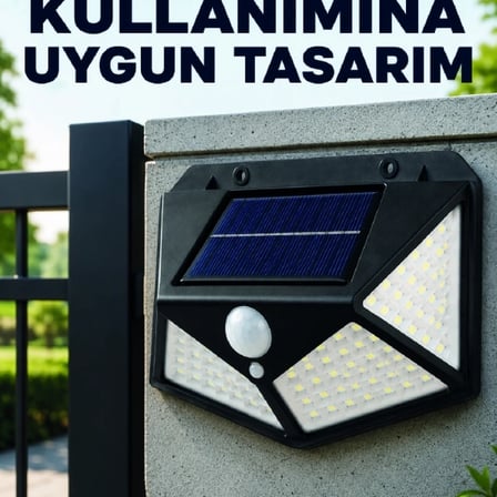 Bahçe Balkon Garaj Ve Girişler İçin Güneş Enerjili Hareket Sensörlü Led Duvar Lambası