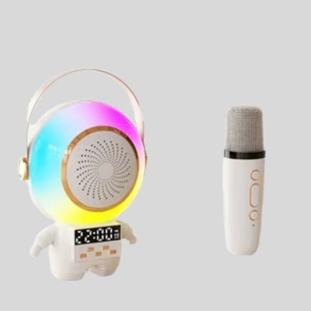 Renkli Işıklı Astronot Mini Bluetooth Speaker Ve Karaoke Mikrofon
