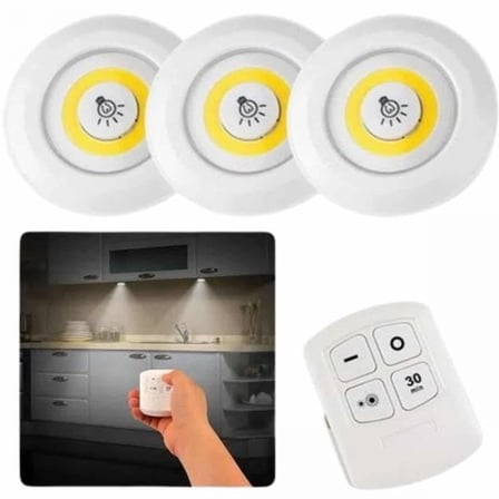 Dolap Işığı Mutfak Rafı Işığı Uzaktan Kumandalı 3 Lü Spot Led Lamba