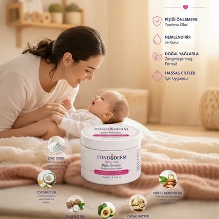 Bebek Pişik Kremi Çinko Oksit Ve Lanolin İçerikli Bariyer Krem Yoğun Onarıcı Cilt Bakım Kremi