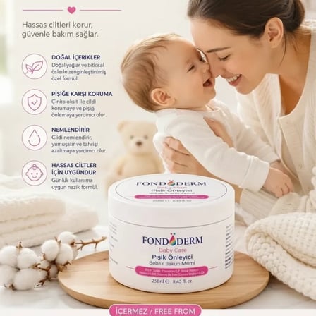 Bebek Pişik Kremi Çinko Oksit Ve Lanolin İçerikli Bariyer Krem Yoğun Onarıcı Cilt Bakım Kremi