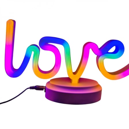 Neon Işıklı Love Yazılı Masa Gece Lambası Pil+usb