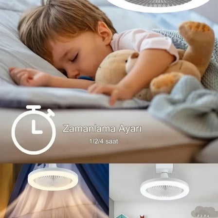 E27 Duylu Kumandalı Tavan Vantilatörlü Led Lamba 3 Hız Ve Renk Ayarlı Tavan Pervanesi