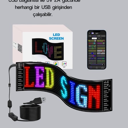Rgb Led Panel – Usb Güç Girişli, Gıf Ve Yazı Gösterimli Akıllı Ekran