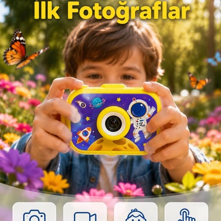 Mini Çocuk Dijital Fotoğraf Makinesi Type-c Şarjlı Hd Video Kamera 2.0 İnç Tft Renkli Ekran