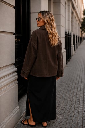 Kadın Koyu Kahve Kadifemsi Dokulu Geniş Kesim Oversize Ceket-0050840367