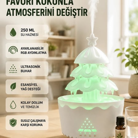 Dekoratif Şans Ağacı Ultrasonik Nemlendirici Rgb Gece Lambalı Aroma Difüzörü