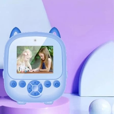 Dijital Video Fotoğraf App Destekli Çocuk Kamerası Termal Resim Kağıt Baskılı Yazıcı Mavi