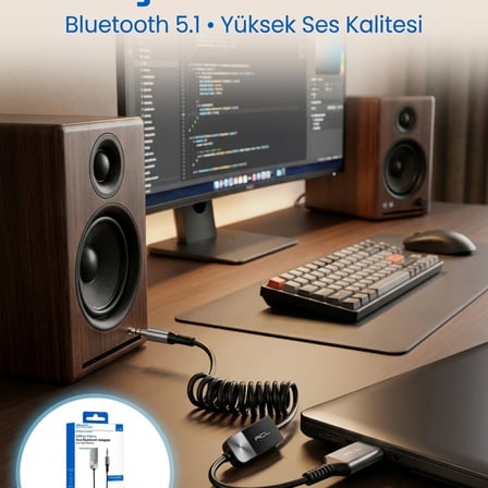 Usb Bluetooth Aux Ses Adaptörü Kablosuz Müzik Aktarım Cihazı