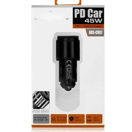 45w Pd Usb Oto Şarj Kafa Hızlı Şarj Çakmaklık Adaptörü, Usb-c Ve Usb-a Çıkışlı, İphone Ve Android Uyumlu