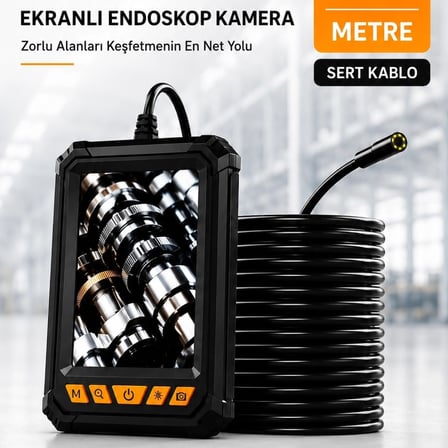 10 Metre Tek Kameralı Endoskop Kamera 1080p Hd Led Aydınlatmalı Sert Kablolu Yeni