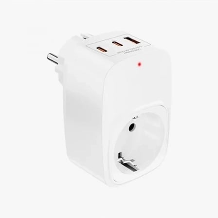 Tekli Yüksek Voltaj Korumalı Duvar Prizi 2x Type-c 1x Usb Çıkışlı Priz Grup Priz Çoğaltıcı Beyaz