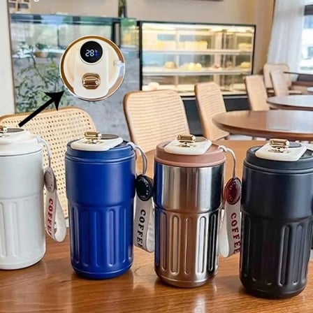 Askılı Ve Derece Göstergeli Vakumlu Mug - 500 Ml Modern Kahve Termosu Alk3136