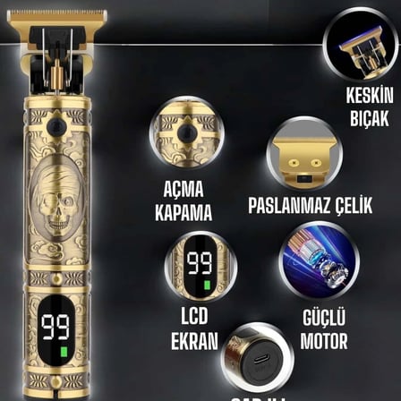 Tıraş Makinesi Çizik Tıraş Paslanmaz Çelik Uzun Ömürlü Şarjlı