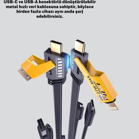Evrensel Uyumluluklu Dayanıklı Metal Başlıklı Hızlı Şarj Kablosu