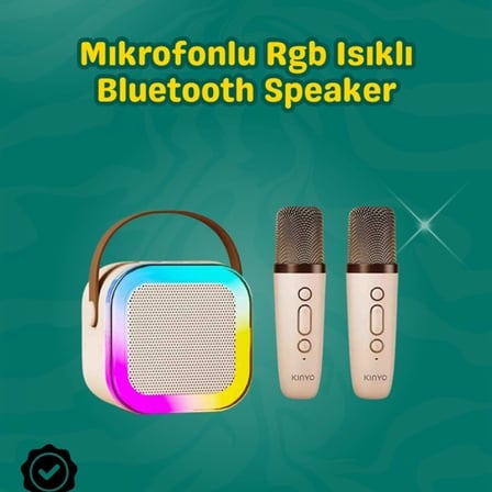 İki Mikrofonlu Renkli Led Işıklı Karaoke Cihazı