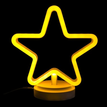 Neon Işıklı Yıldız Masa Gece Lambası Pil+usb