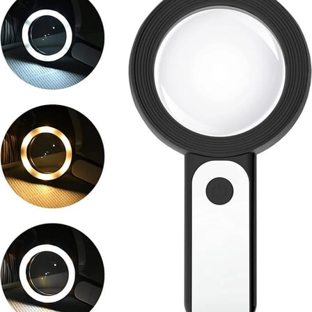 30x 12ışıklı Büyüteç Taşınabilir Çıft Katmanlı Optik Cam Okuma Büyüteç 229018