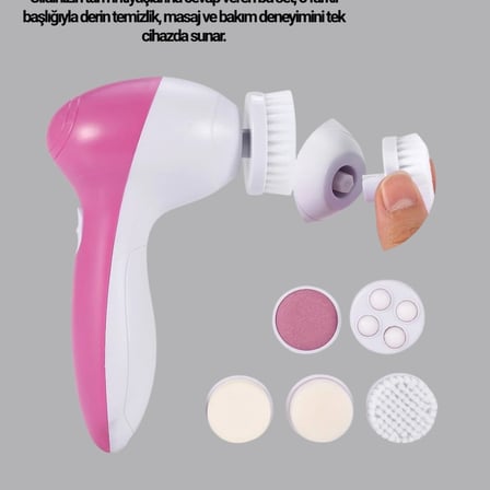 5’i 1 Arada Yüz Temizleme Cihazı – Masaj, Fırça, Peeling Ve Krem Uygulama Atlı