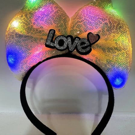 Led Işıklı Love Yazılı Sarı Fiyonk Taç – Kız Çocuk Parti Tacı