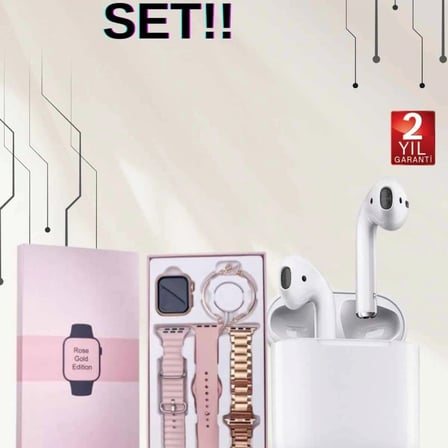 3 Kordonlu Dokunmatik Ekran Akıllı Saat Ve 2.nesil Kablosuz Bluetooth Kulaklık Anc/enc