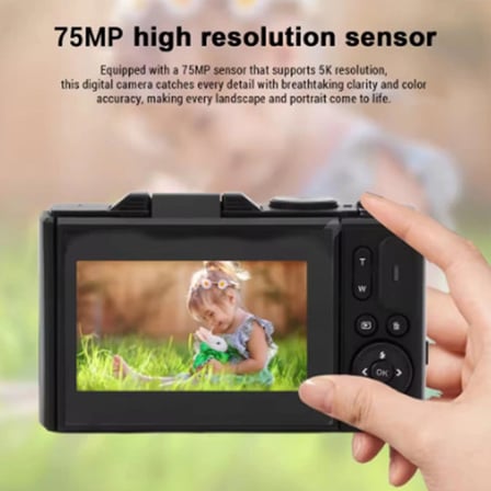 5k 75mp Hd Dijital Kamera 18x Dijital Zoom, Flaşlı,3.0 İnç Ekranlı Fotoğraf Makinesi