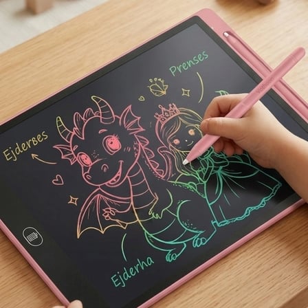 20 Inc Renkli Lcd Grafik Dijital Kalemli Çizim Tableti Yazı Tahta Not Yazma Eğitim Tableti Pembe