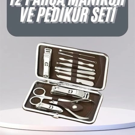 12 Parça Manikür Pedikür Seti Tırnak Bakımı Nasır Temizleme El Ayak Bakımı