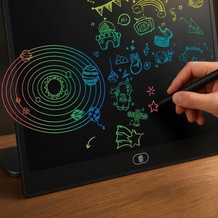 20 Inc Renkli Lcd Grafik Dijital Kalemli Çizim Tableti Yazı Tahta Not Yazma Eğitim Tableti Siyah