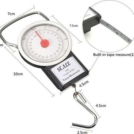 22 Kg/50lb Kancalı Tartı Aleti 1 Metre Mezuralı Askılı Balıkçı Terazisi