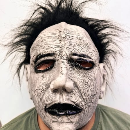 Siyah Saçlı Michael Myers Lateks Yüze Tam Yapışan Et Maske Korku Maskesi