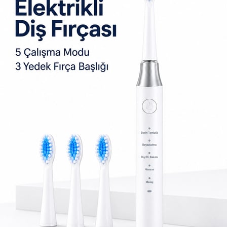 Elektrikli Diş Fırçası 3 Yedek Başlıklı