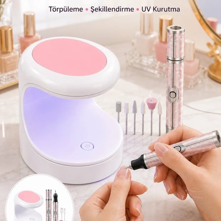 20.000 Rpm Tırnak Matkabı + Mini Led Oje Kurutma Cihazı Seti Yeni Nesil