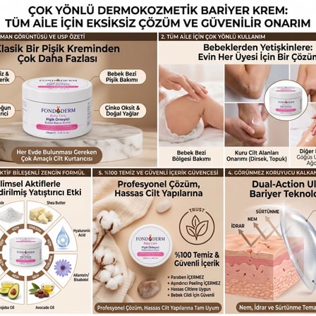 Fondöderm Dermokozmetik Bariyer Krem | Bebek Pişik Kremi Ve Yoğun Onarıcı Nemlendirici Doğal Yağlar İçeren Çok Amaçlı Cilt Bakım Kremi