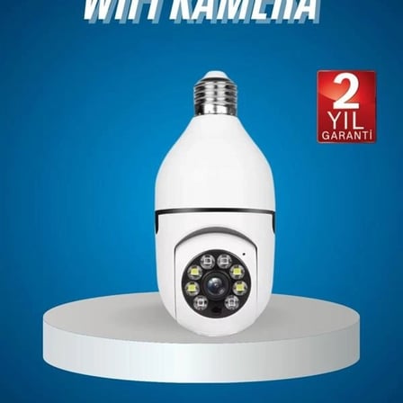 Wifi Güvenlik Kamerası Çift Kameralı Ampule Takılabilir Sensörlü